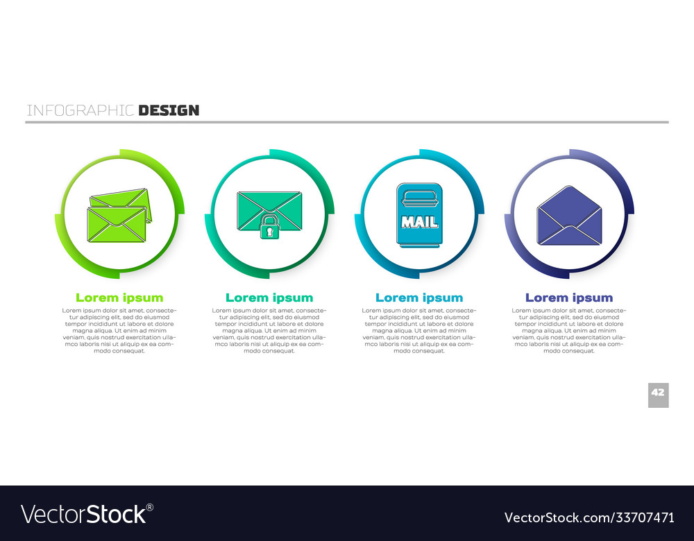 Set envelope mail message lock password box vector image Set envelope mail message lock password box