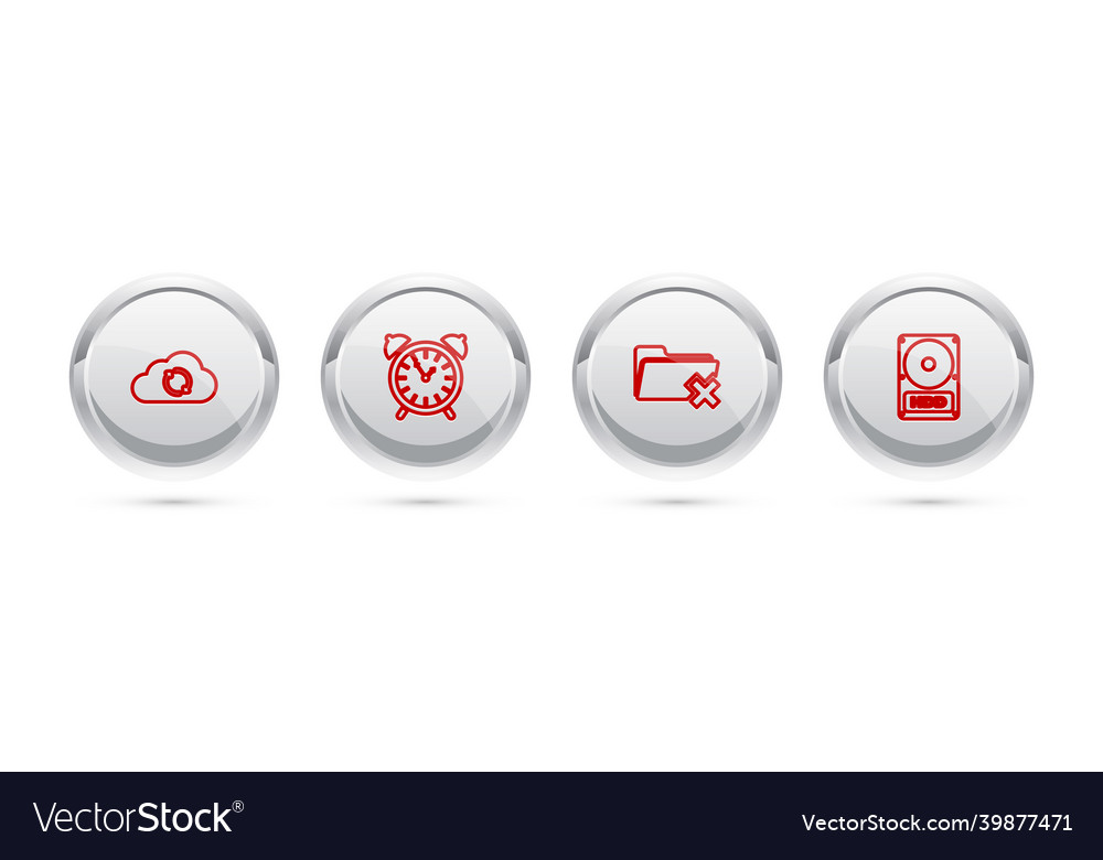 Set line cloud sync refresh alarm clock delete vector image Set line cloud sync refresh alarm clock delete