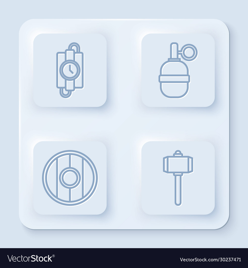 Set line dynamite stick and timer clock hand vector image Set line dynamite stick and timer clock hand
