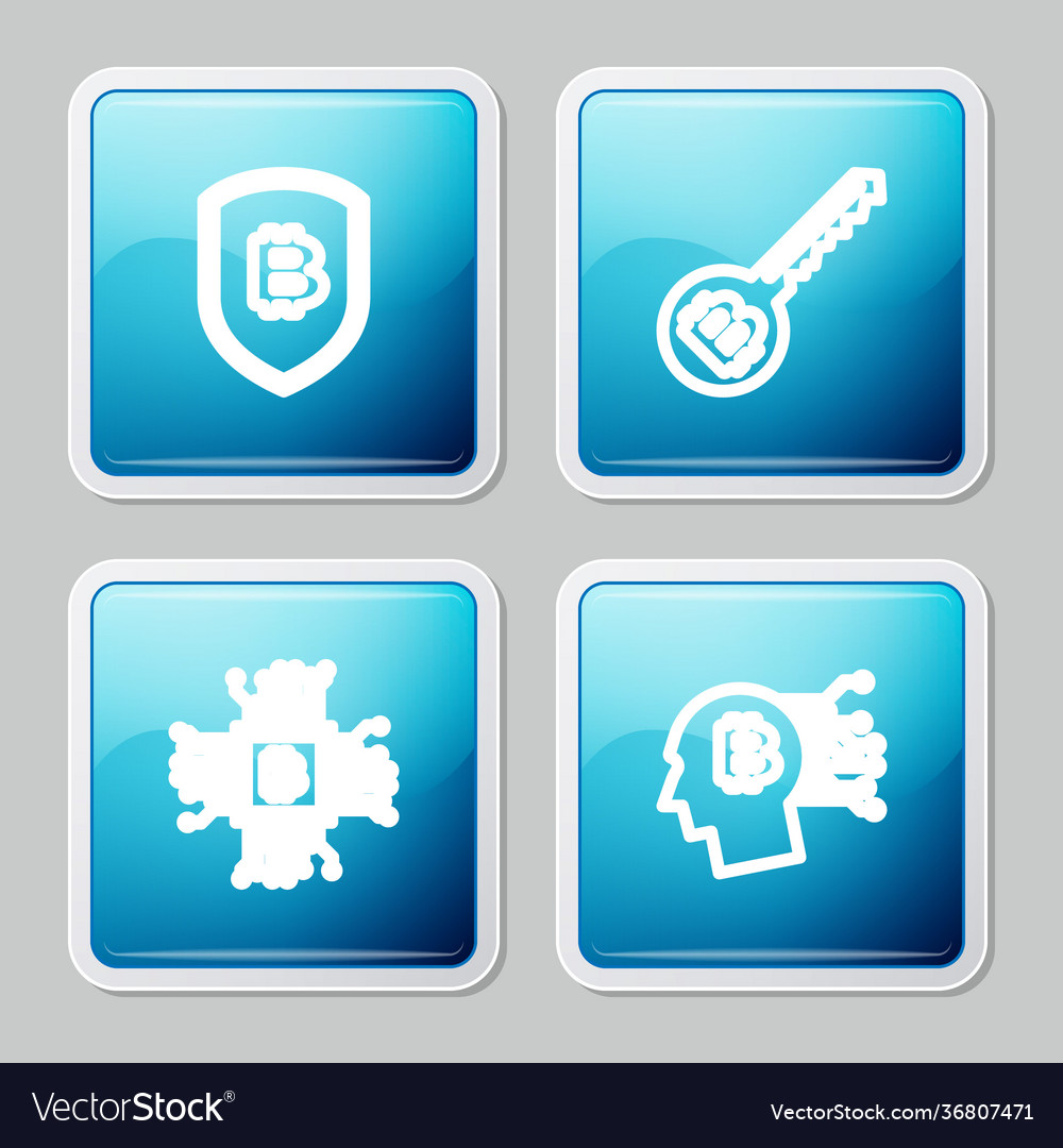 Set line shield with bitcoin cryptocurrency key vector image Set line shield with bitcoin cryptocurrency key