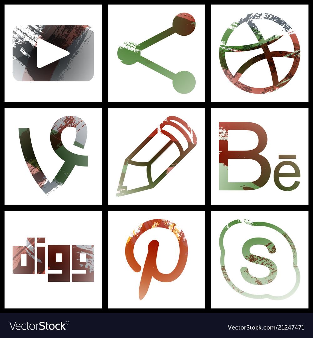 Set of social networking icons web design flat Vector Image Set of social networking icons web design flat