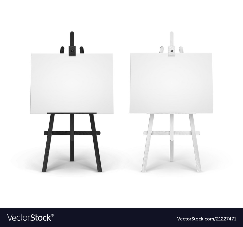 Set of wooden black white easels with mock Vector Image