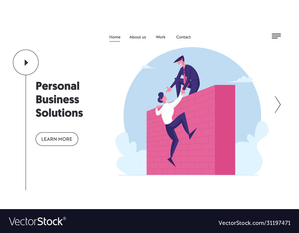 Teamwork mutual assistance landing page template