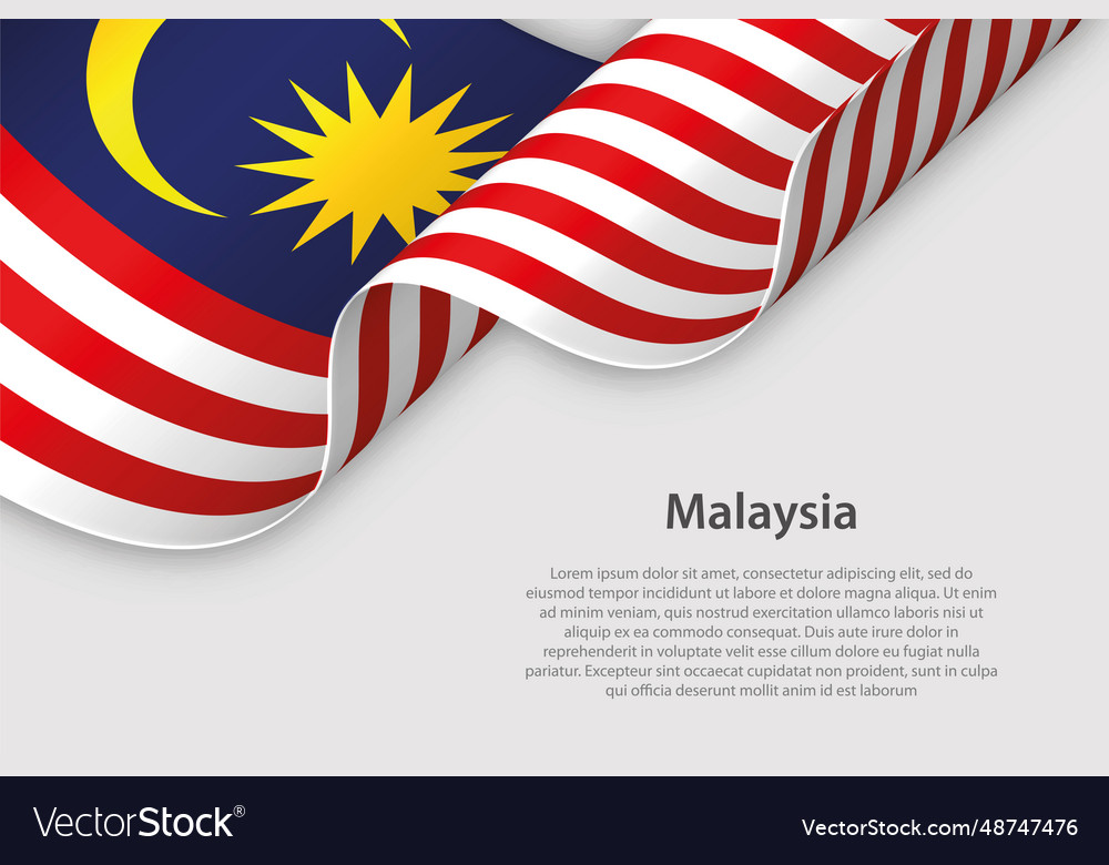 3d ribbon with national flag malaysia isolated Vector Image