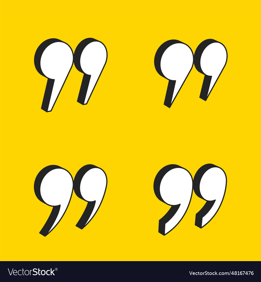 3d style quotation mark sign background in set