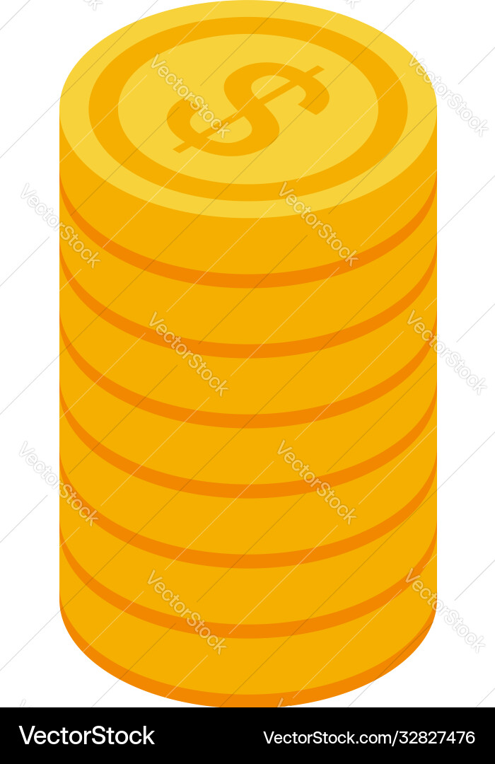 Auditor coin stack icon isometric style Royalty Free Vector