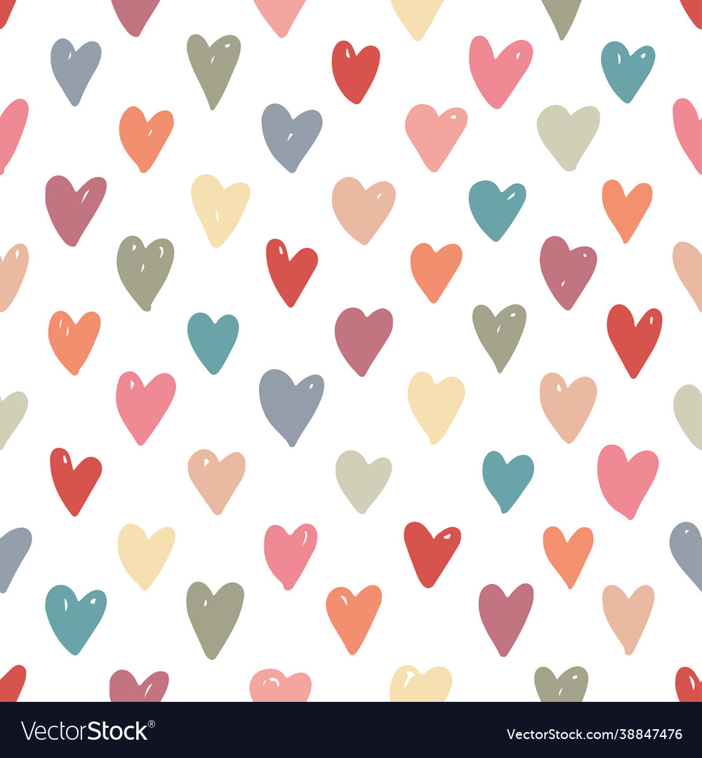 Colored hearts pattern hand drawing