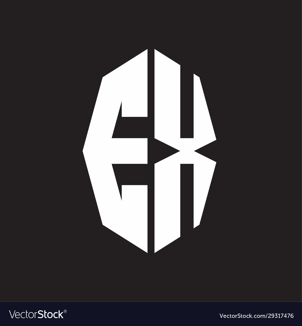 Ex logo monogram with octagonal ribbon style