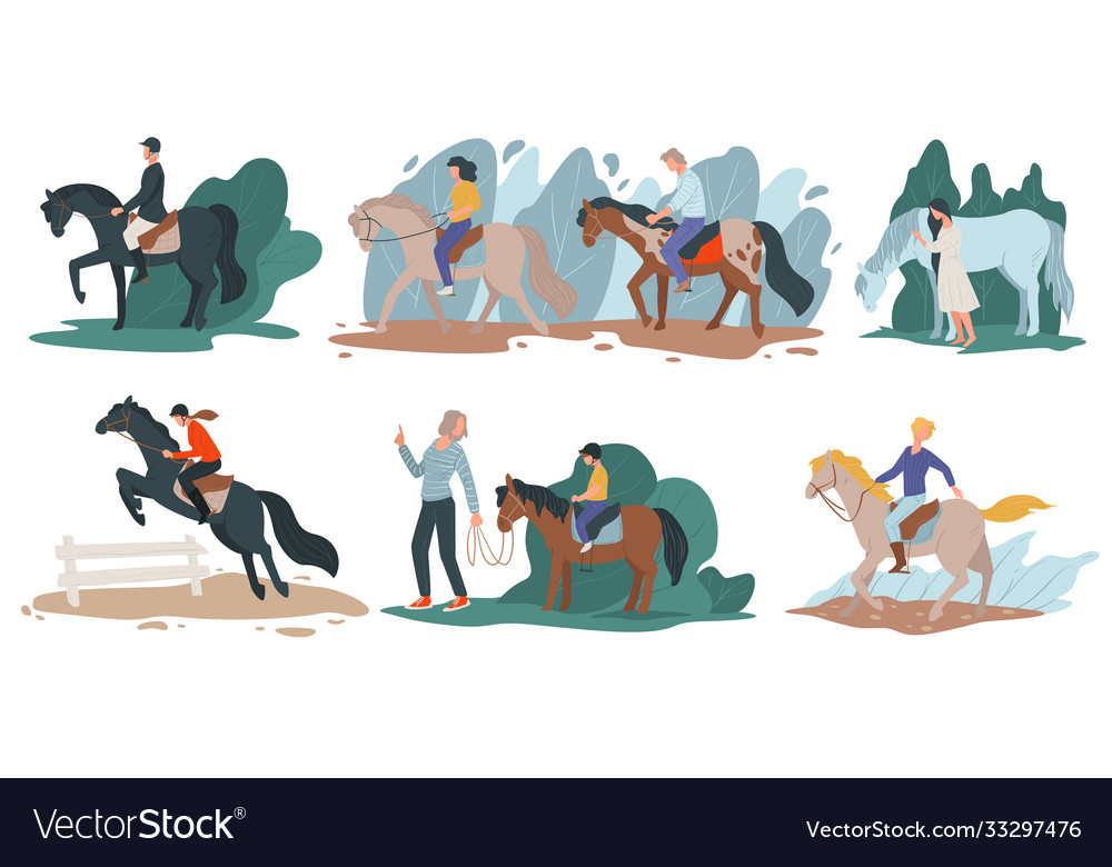 Horse riding and jockey hobpeople Royalty Free Vector Image