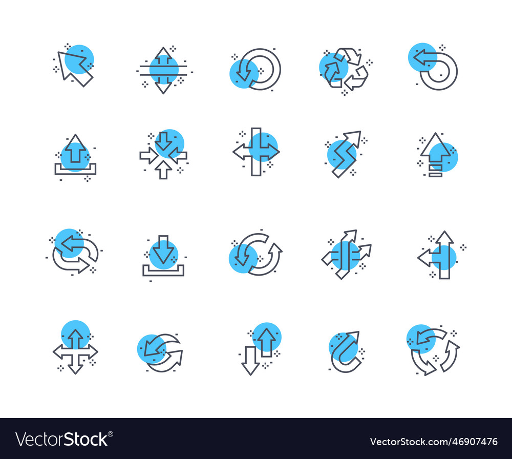 Interface arrows icons color set vector image Interface arrows icons color set
