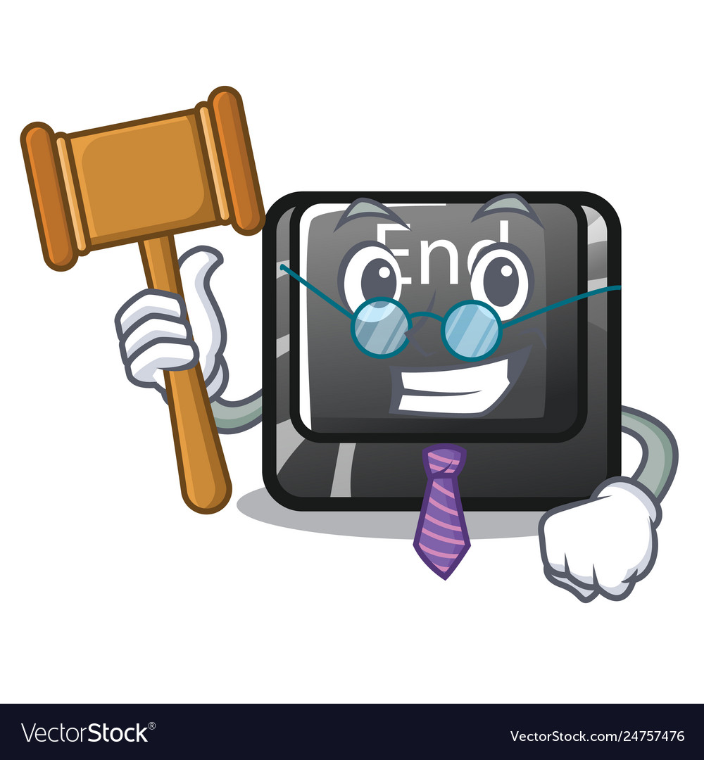 Judge end button located on cartoon keyboard vector image Judge end button located on cartoon keyboard