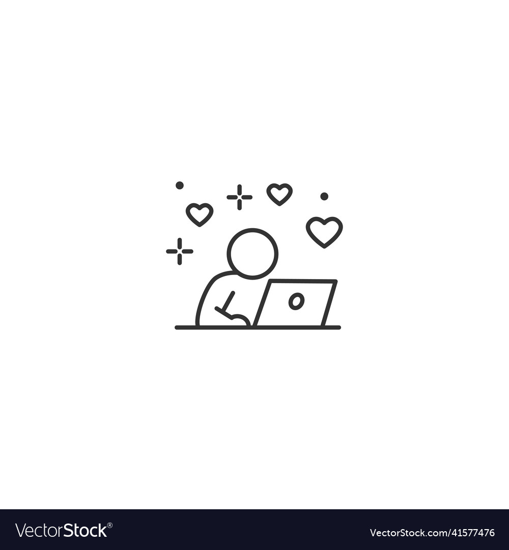 Laptop man using computer like work line icon Vector Image