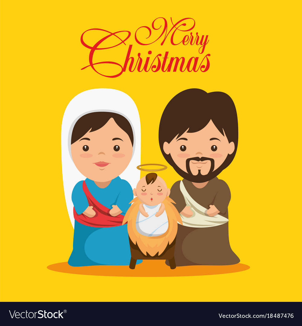 Merry christmas nativity scene with holy family