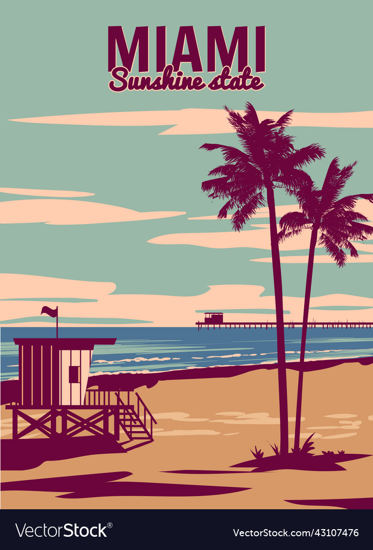 Miami Beach - Florida - Vintage Travel Poster, Retro Posters