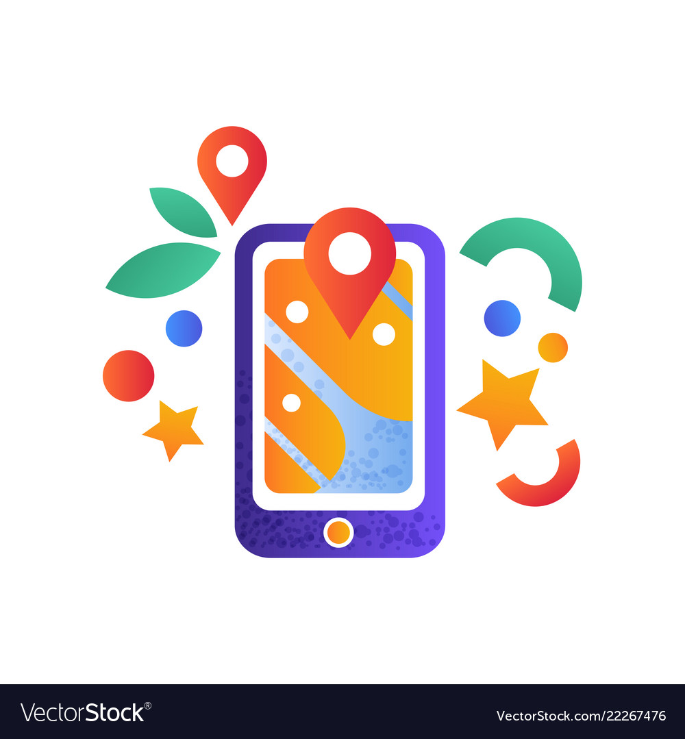 Navigation map on smartphone mobile gps vector image Navigation map on smartphone mobile gps