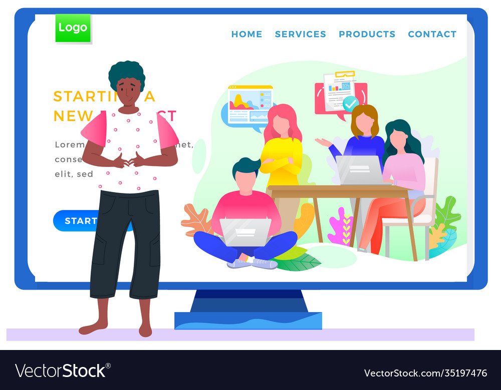 Program for students landing page template vector image Program for students landing page template