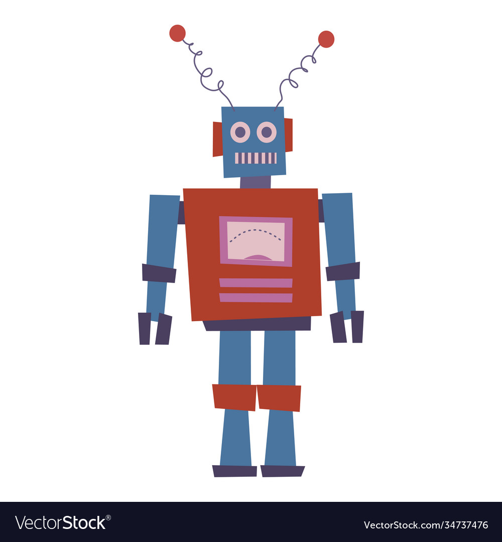 Retro toy robot isolated vintage