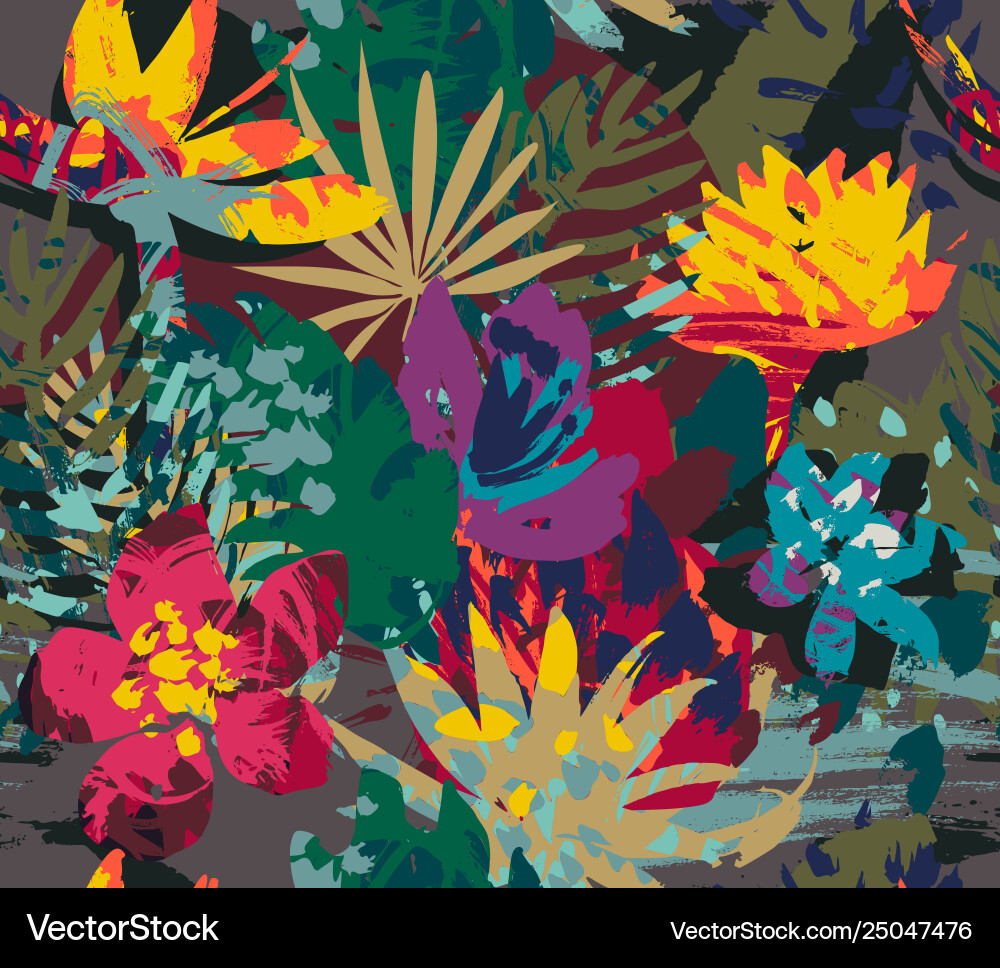 Seamless pattern with tropical plants Royalty Free Vector