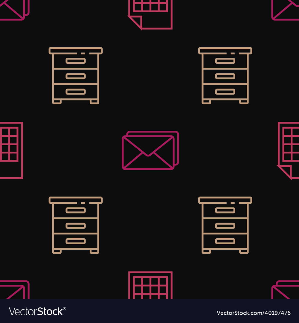 Set line file document drawer with documents vector image Set line file document drawer with documents