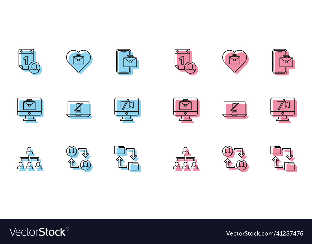 Set line hierarchy organogram chart time vector image Set line hierarchy organogram chart time