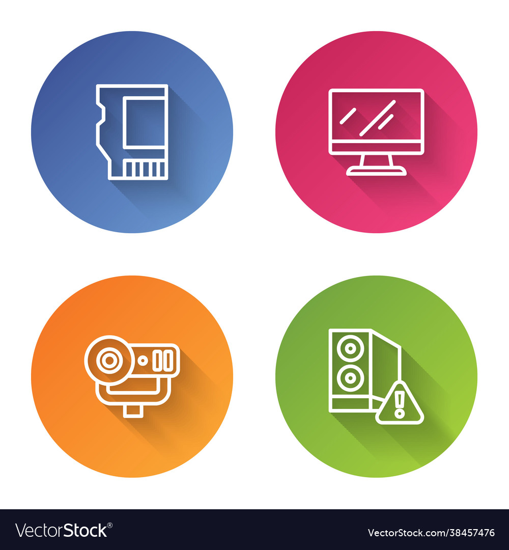 Set line sd card computer monitor screen web vector image Set line sd card computer monitor screen web