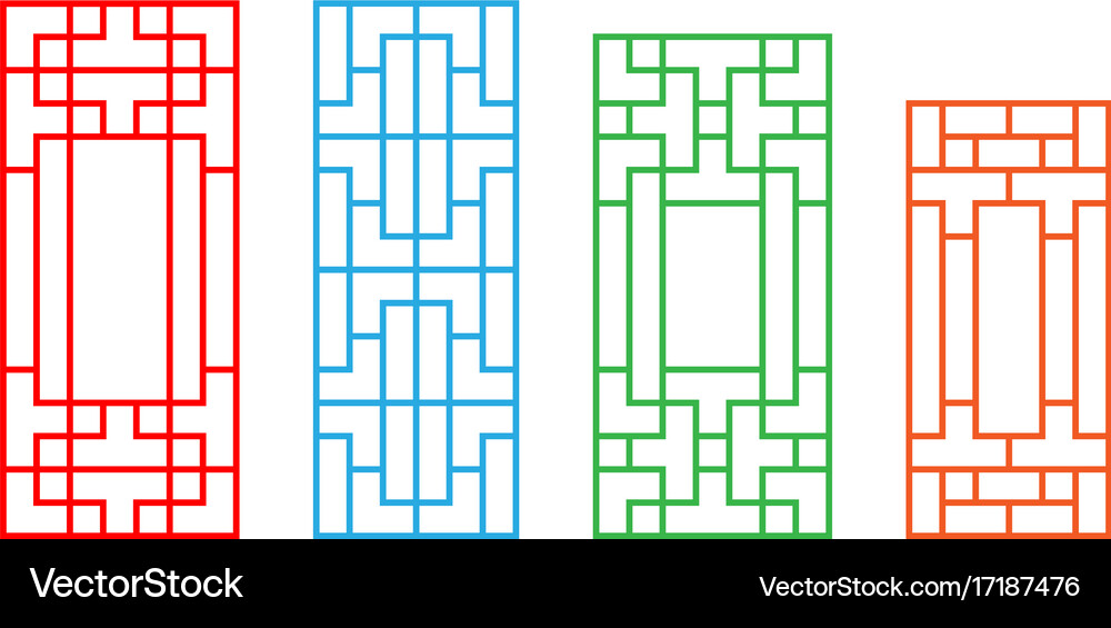 Set of korean door pattern isolated on white Vector Image