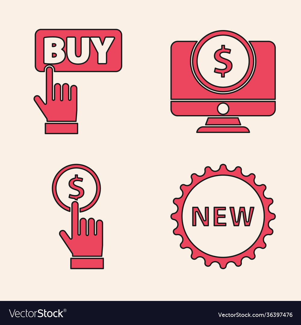 Set price tag with new buy button computer vector image Set price tag with new buy button computer