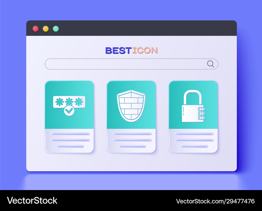 Set shield with cyber security brick wall Vector Image
