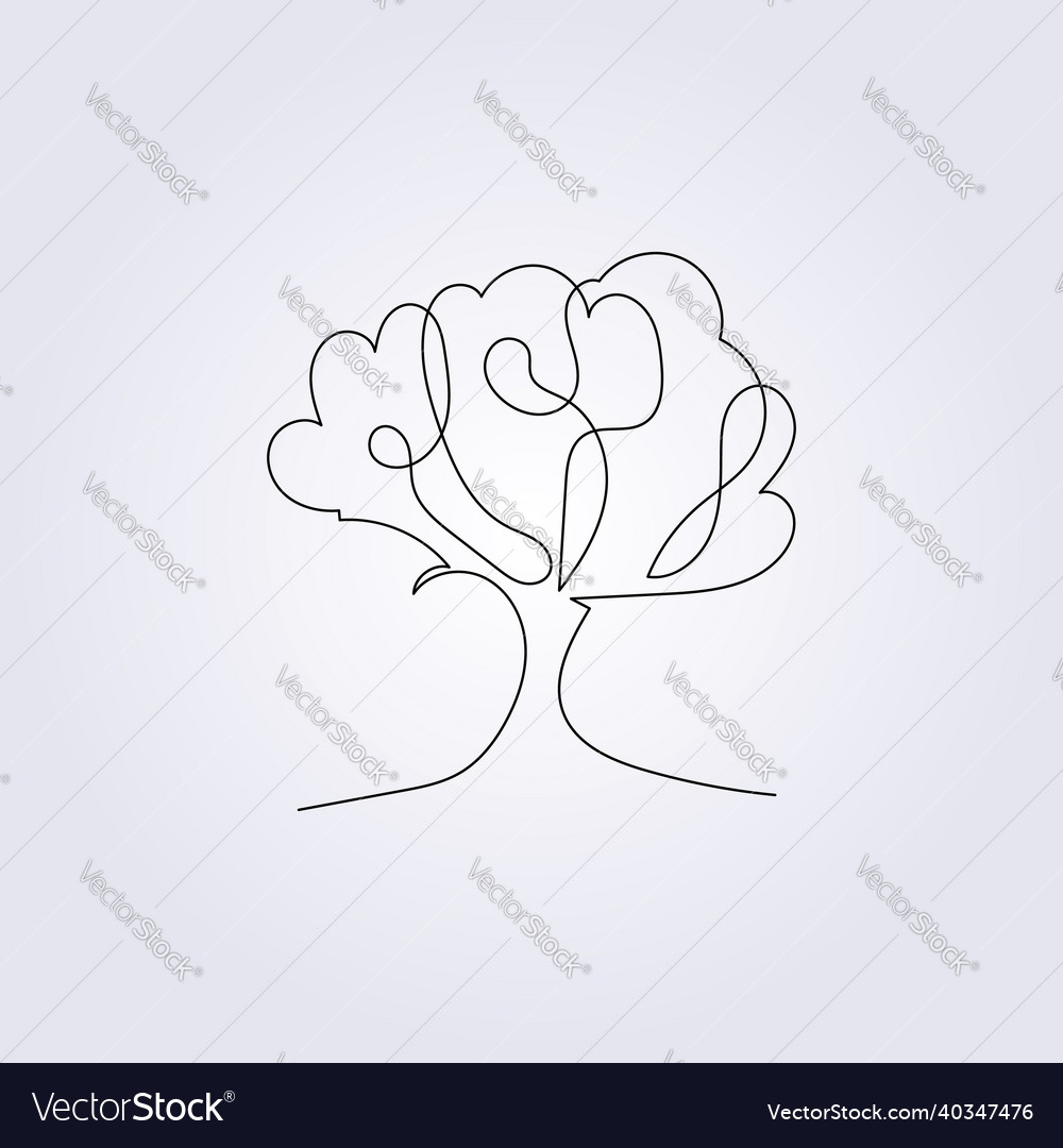 Simple drawing line continuous tree oak