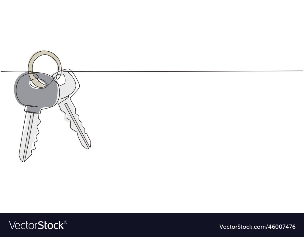 Single continuous line drawing bunch of keys icon vector image Single continuous line drawing bunch of keys icon