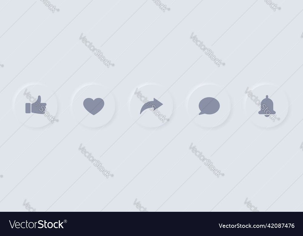 Social media button in neumorphism style ui ux vector image Social media button in neumorphism style ui ux