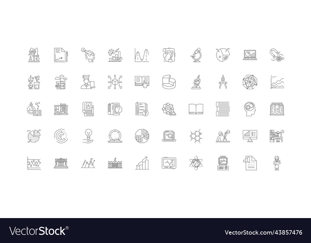 Survey linear icons line signs set vector image Survey linear icons line signs set