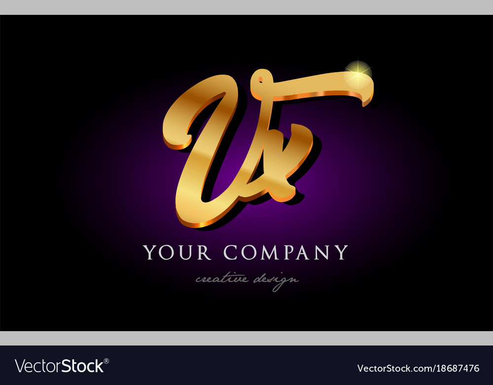 Vx v x 3d gold golden alphabet letter metal logo Vector Image