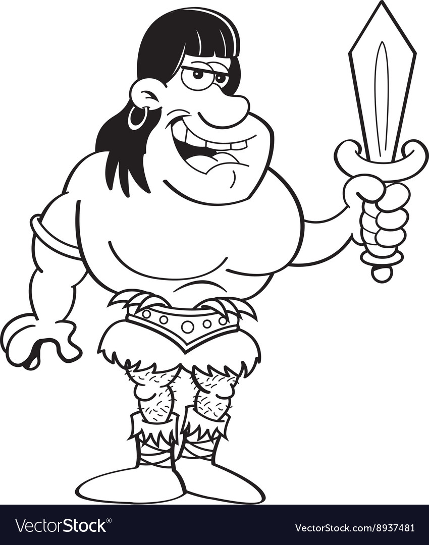 Cartoon barbarian holding a sword