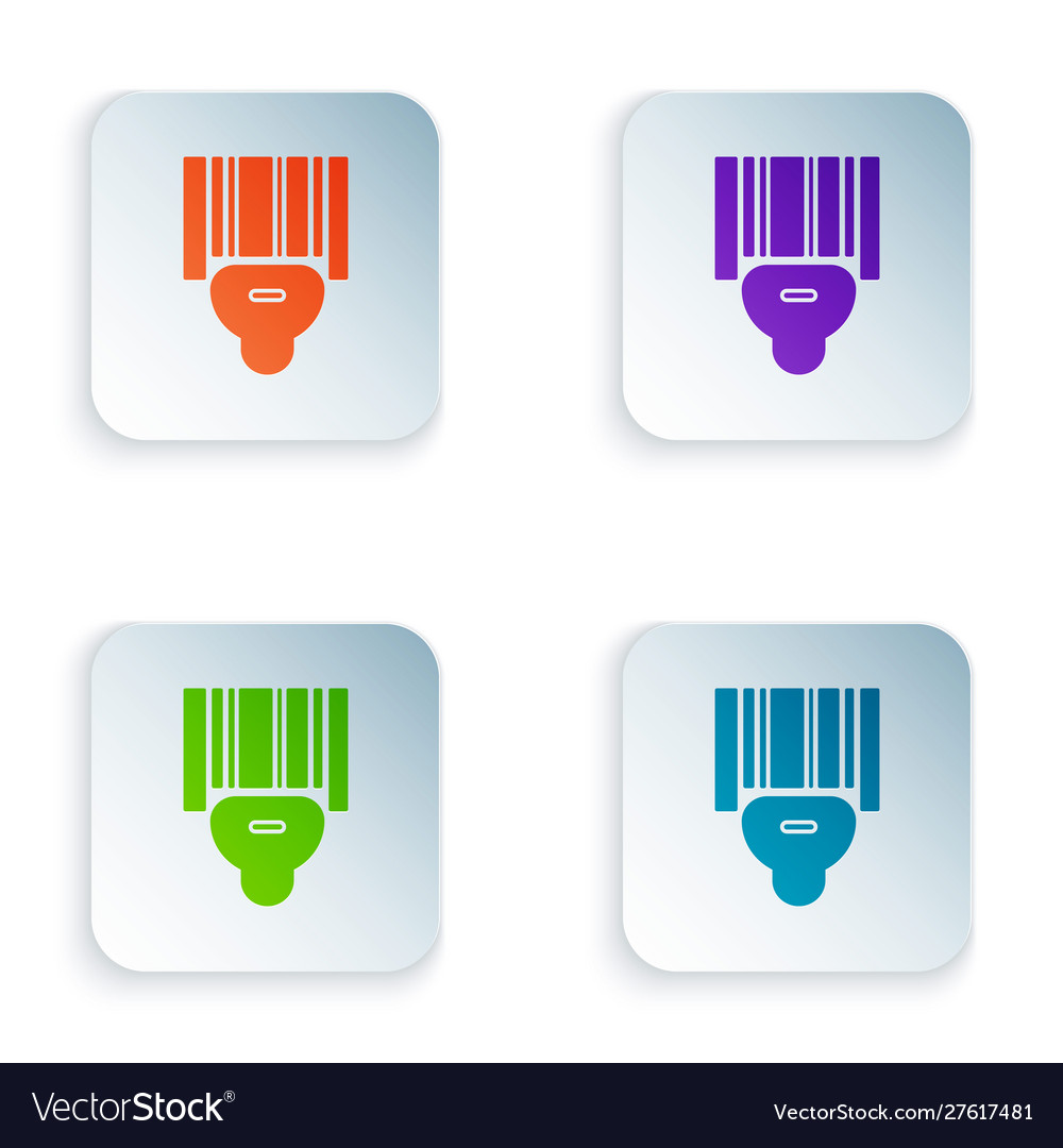 Color scanner scanning bar code icon isolated