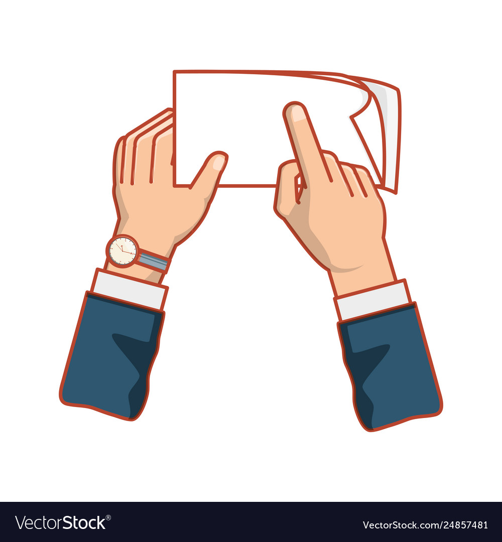 Hands with document file isolated icon