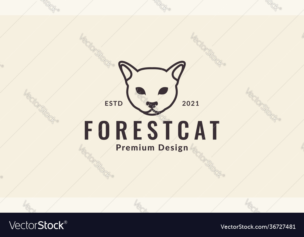 Head little forest cat logo symbol icon design