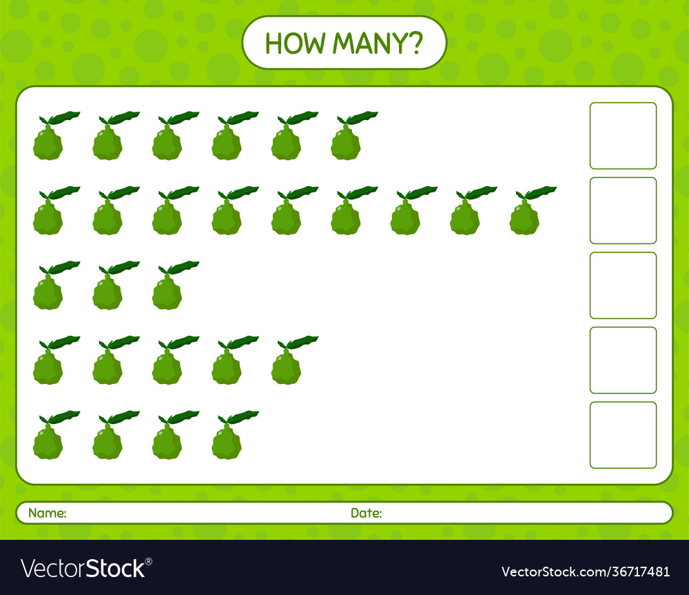 How many counting game with kaffir lime worksheet vector image How many counting game with kaffir lime worksheet