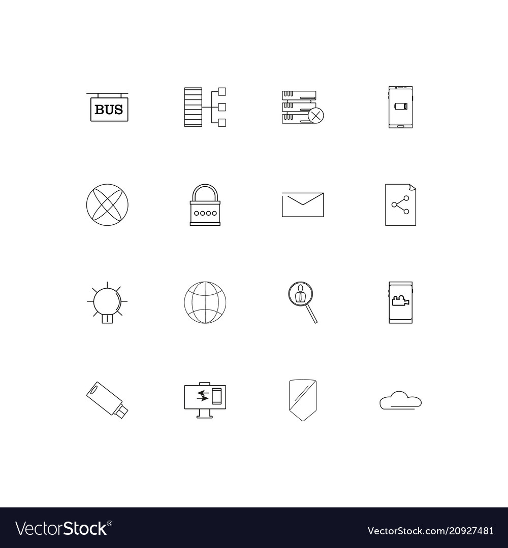 Internet-Technologien linear dünne Icons Set