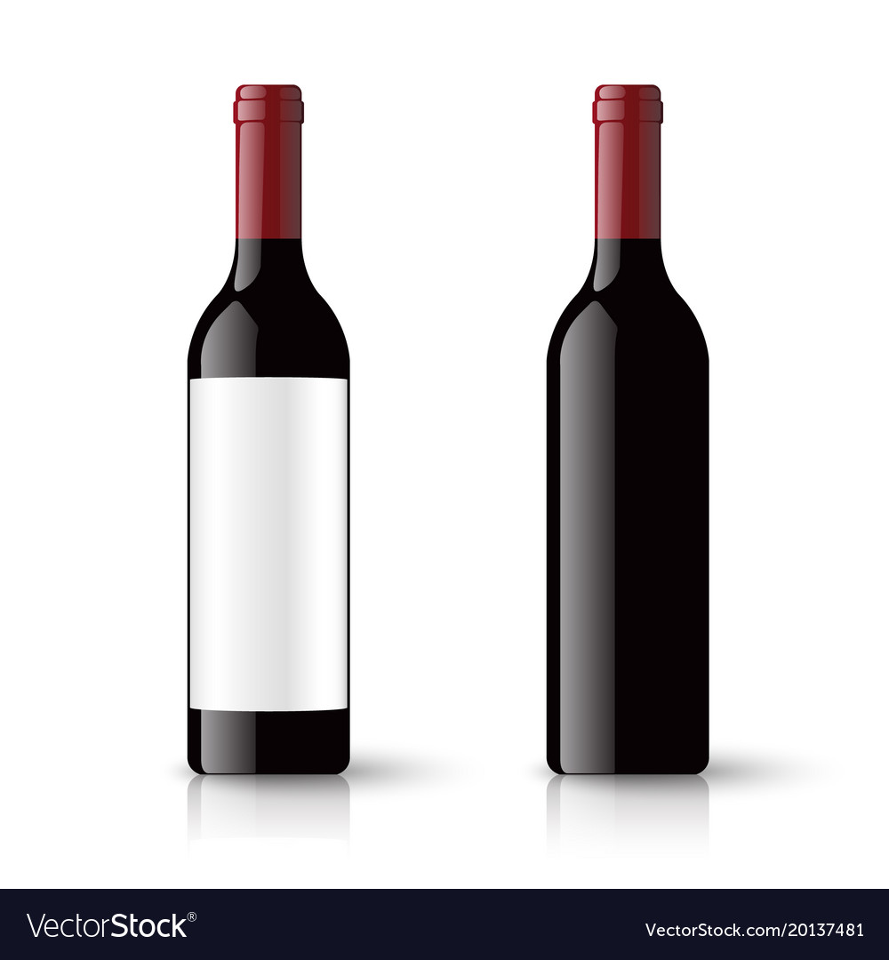 Red wine bottles and empty label isolated on Vector Image