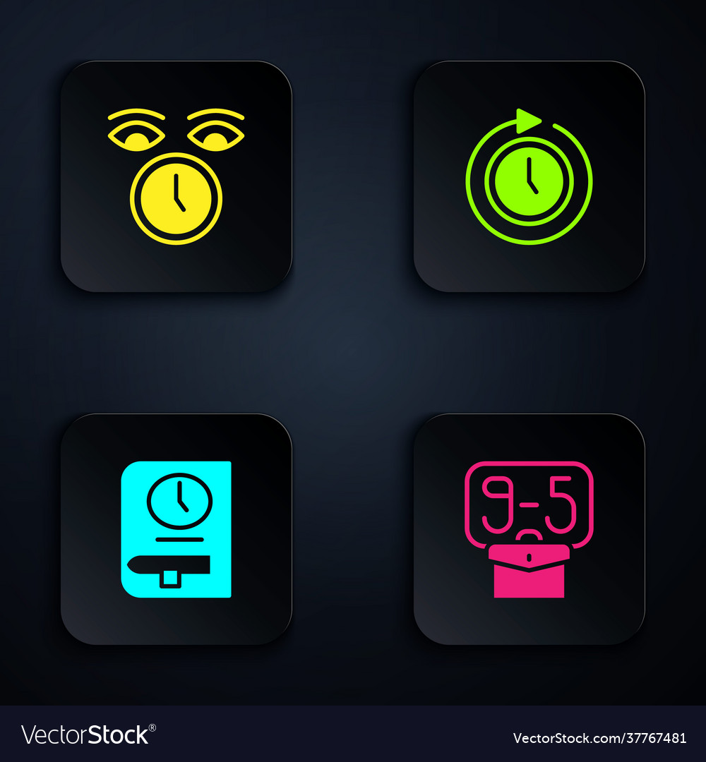 Set from 9 clock time for book and with arrow vector image Set from 9 clock time for book and with arrow