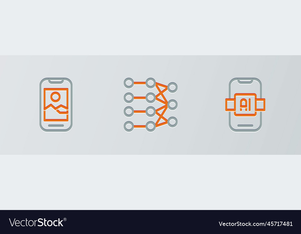 Set line artificial intelligence ai mobile phone vector image Set line artificial intelligence ai mobile phone