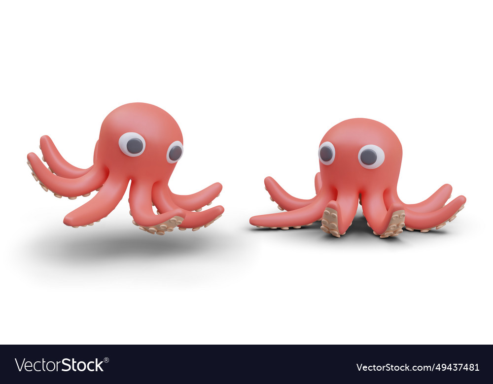 Set of octopuses in different positions