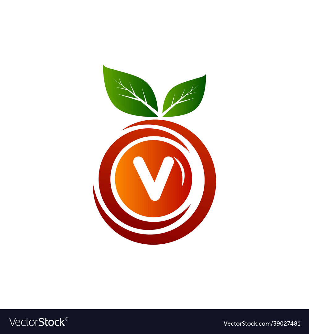 T Buchstaben Obst-Logo mit grünem Blatt und Gradient