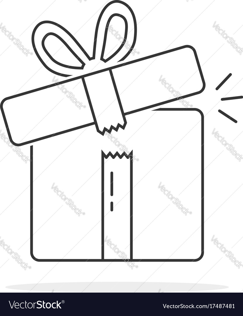 Thin line open gift box