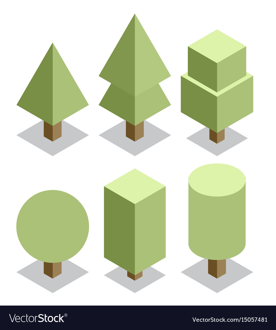 Trees set 3d isometric