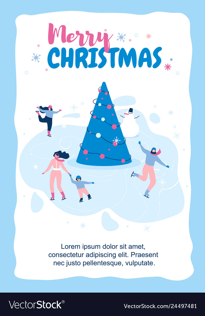 Vertical flat banner marry christmas in blue frame