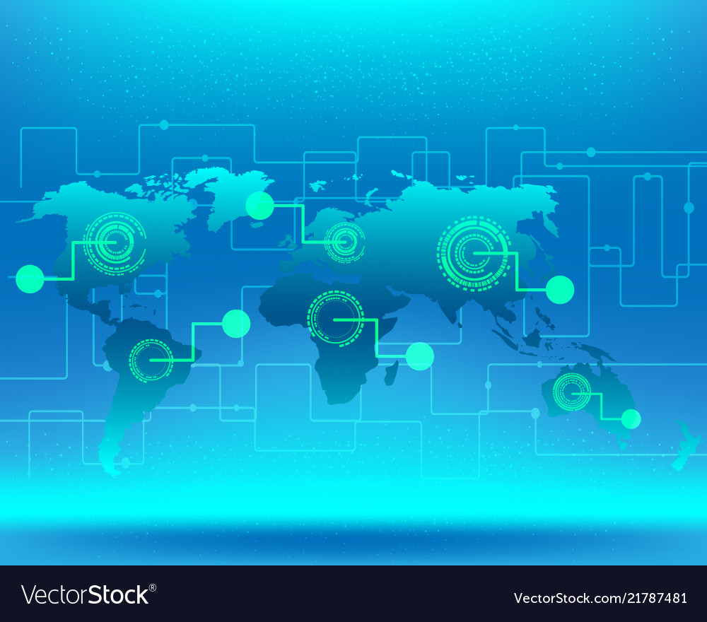 World map cyber wireless internet network vector image World map cyber wireless internet network