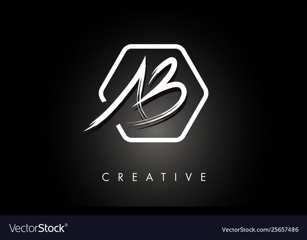 Ab A B Brushed Letter Logo Design With Creative Vector Image