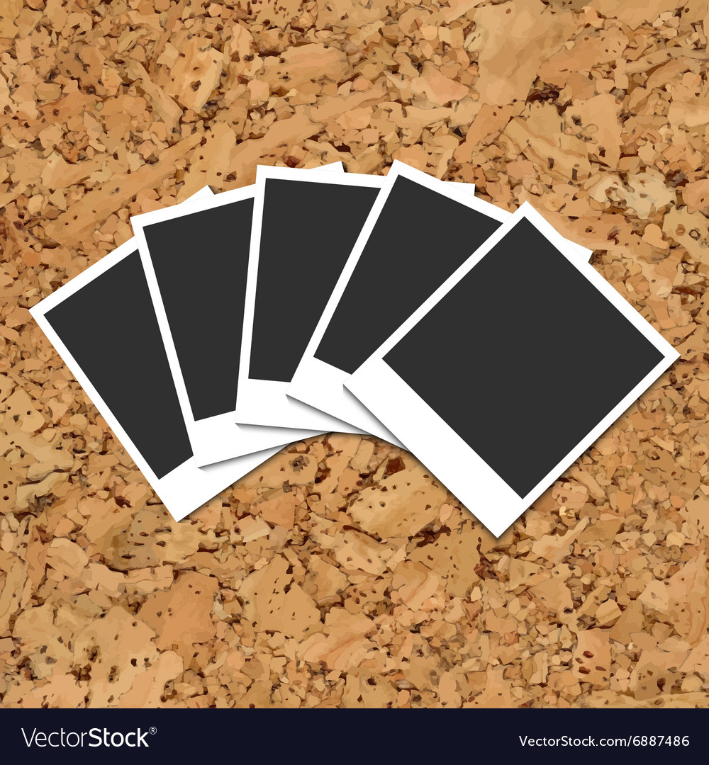 Cork board with scattered photo cards Royalty Free Vector